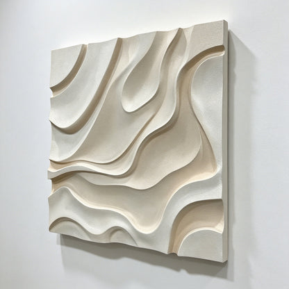 Ivory Wave Carved Wall Panel
