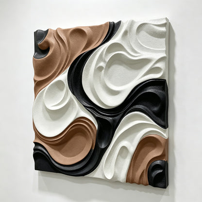 Black Copper Ivory Flow Wall Sculpture