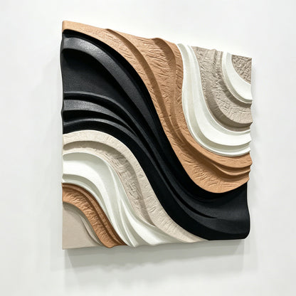 Black Terracotta Layered Wall Relief