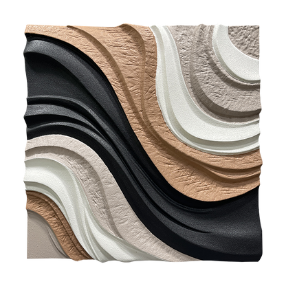 Black Terracotta Layered Wall Relief