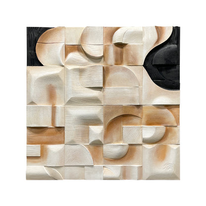 Ivory Cubist Carved Wall Sculpture