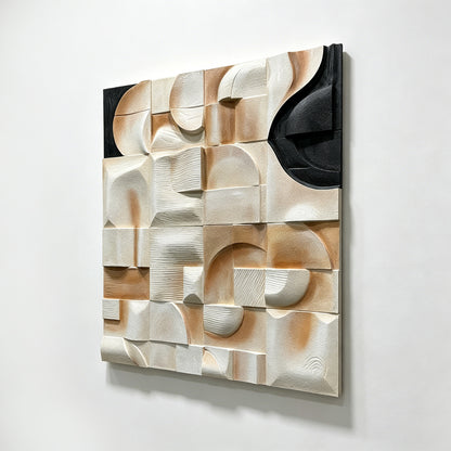Ivory Cubist Carved Wall Sculpture