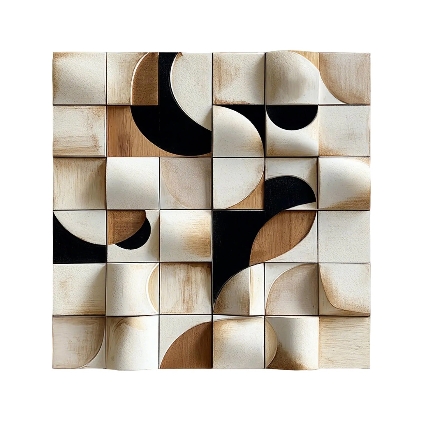 Ivory Cubist Carved Wall Sculpture