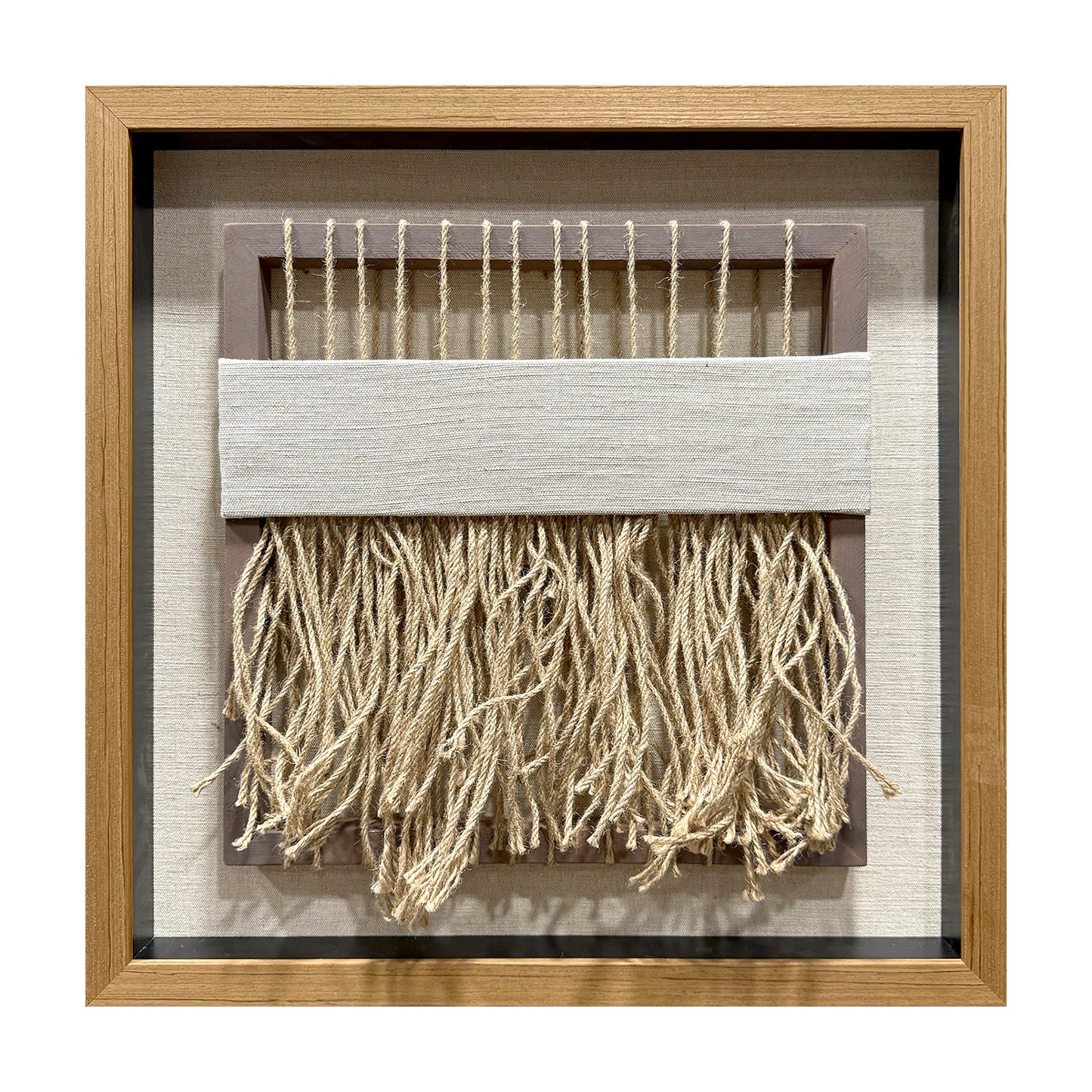 Wabi-Sabi Woven Textile Fiber Loom Shadow Box