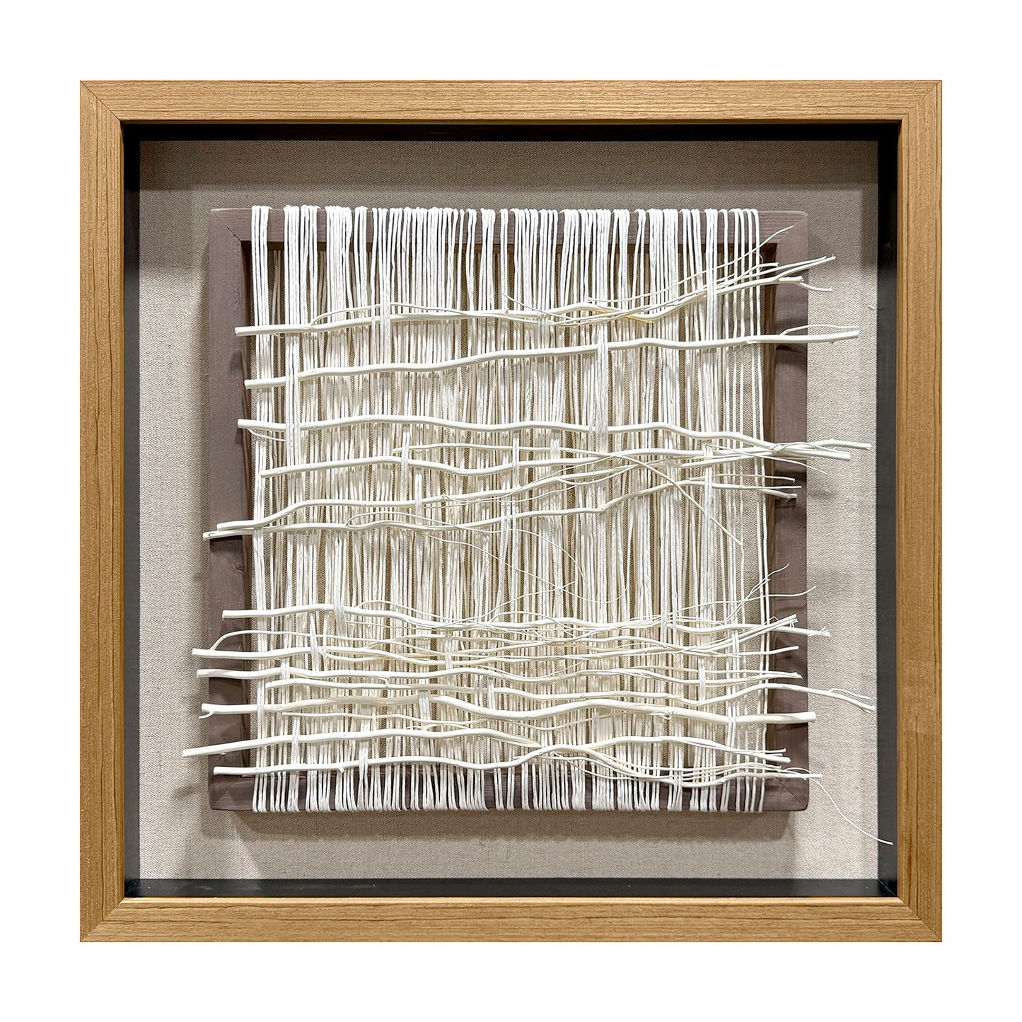 Wabi-Sabi Woven Textile Fiber Loom Shadow Box