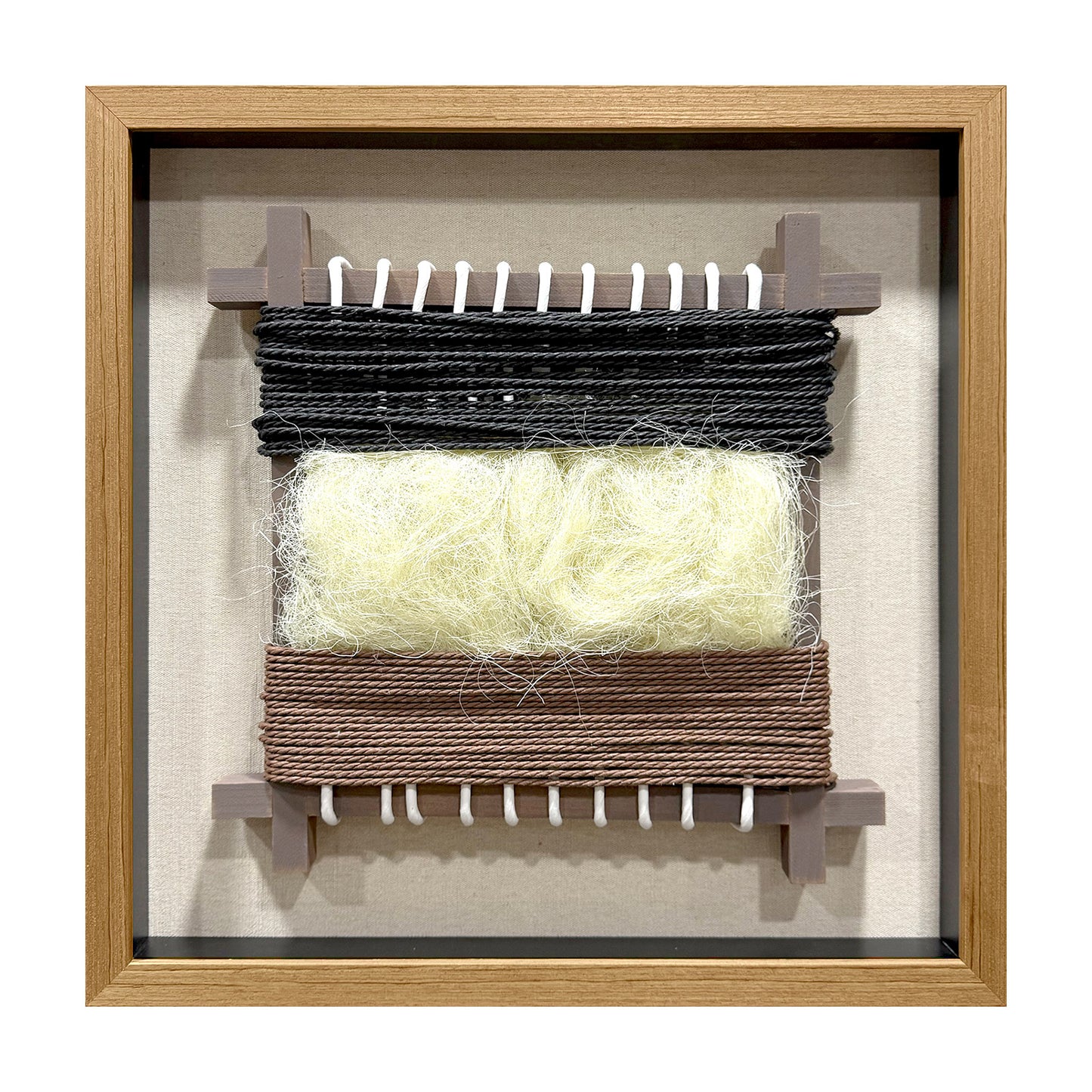 Wabi-Sabi Woven Textile Fiber Loom Shadow Box
