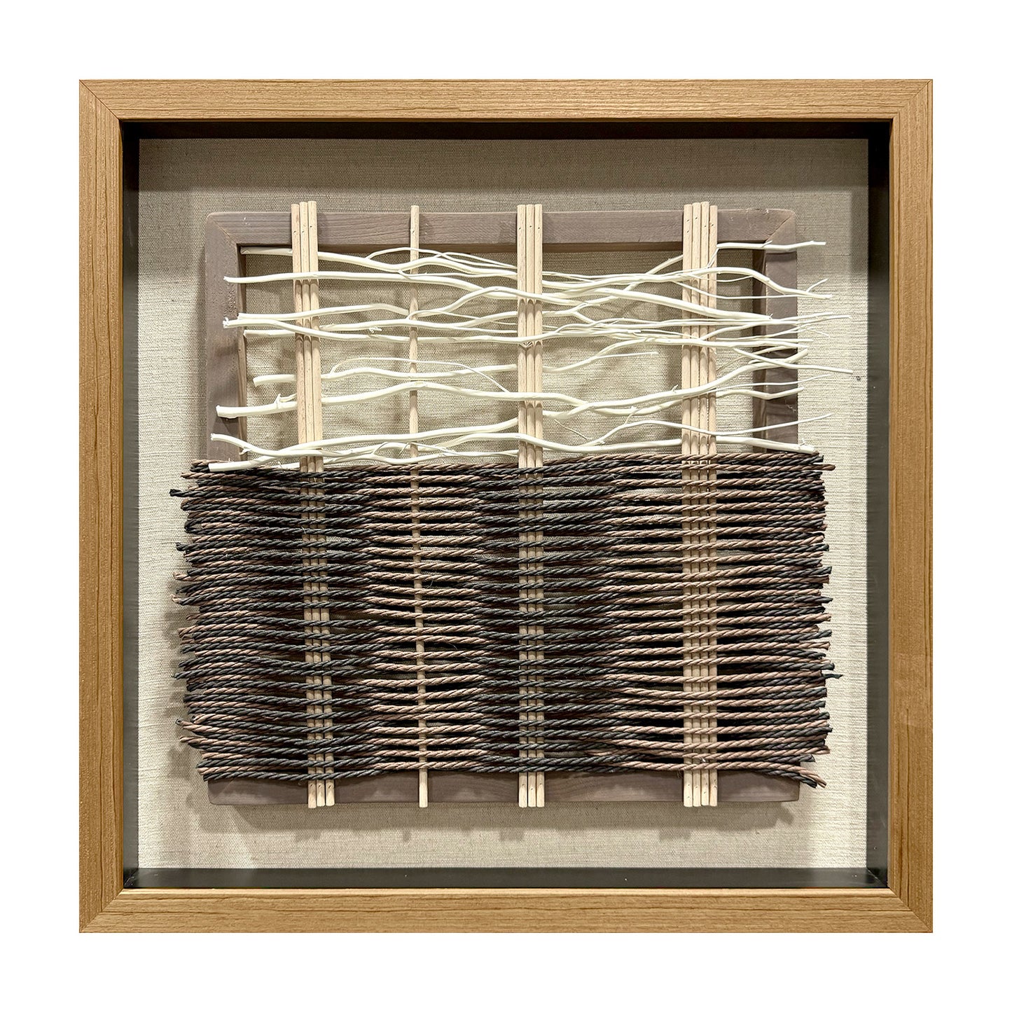 Wabi-Sabi Woven Textile Fiber Loom Shadow Box