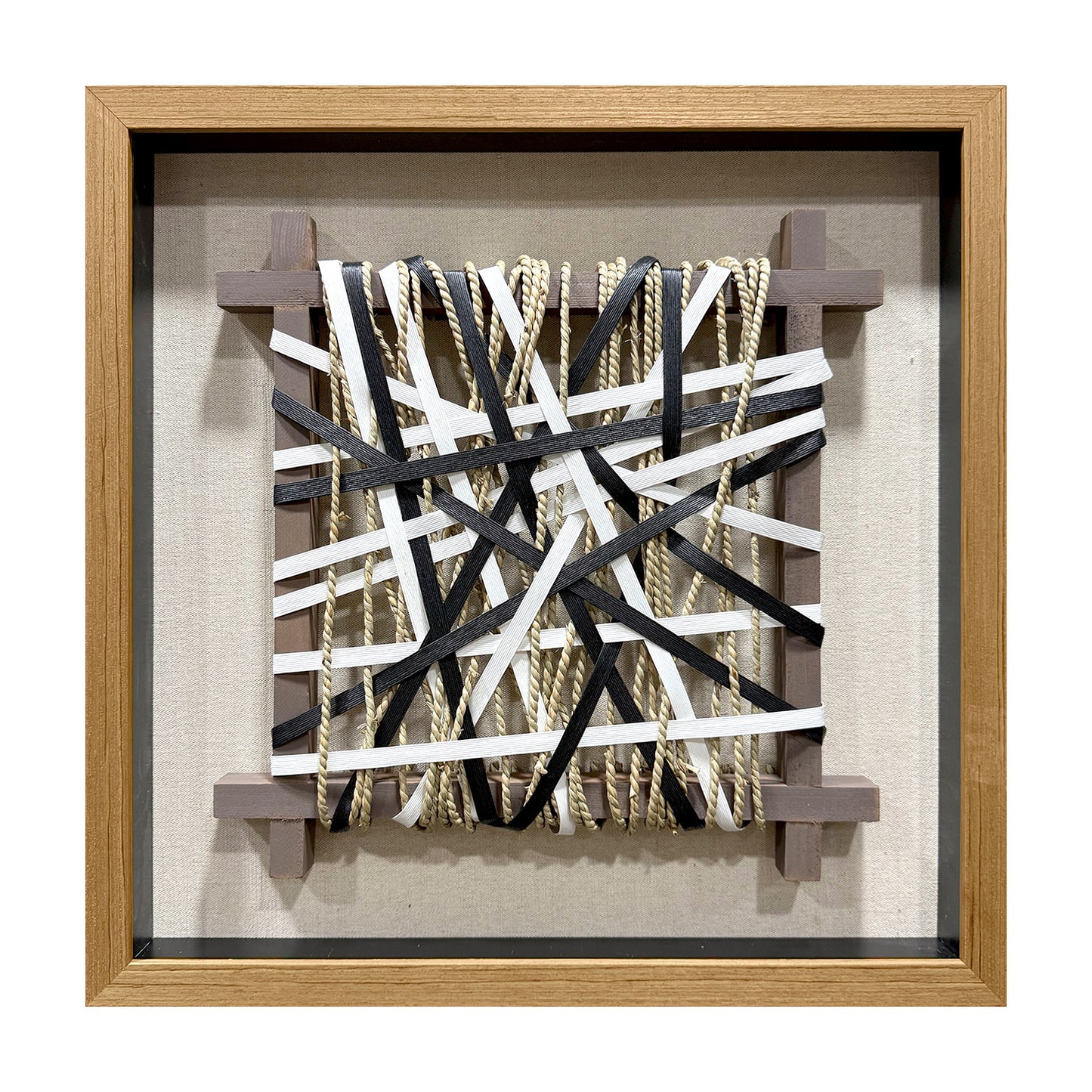 Wabi-Sabi Woven Textile Fiber Loom Shadow Box