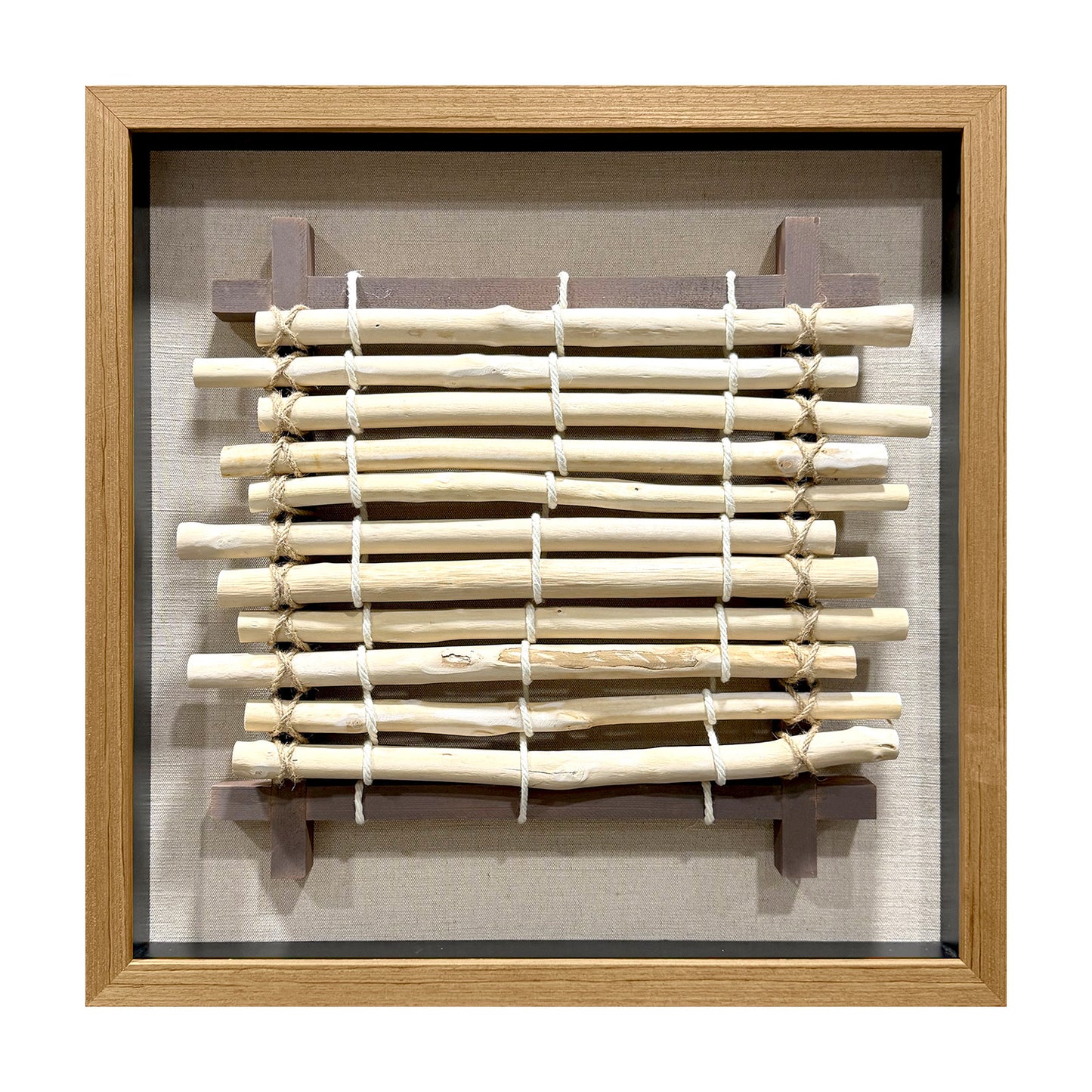 Wabi-Sabi Woven Textile Fiber Loom Shadow Box
