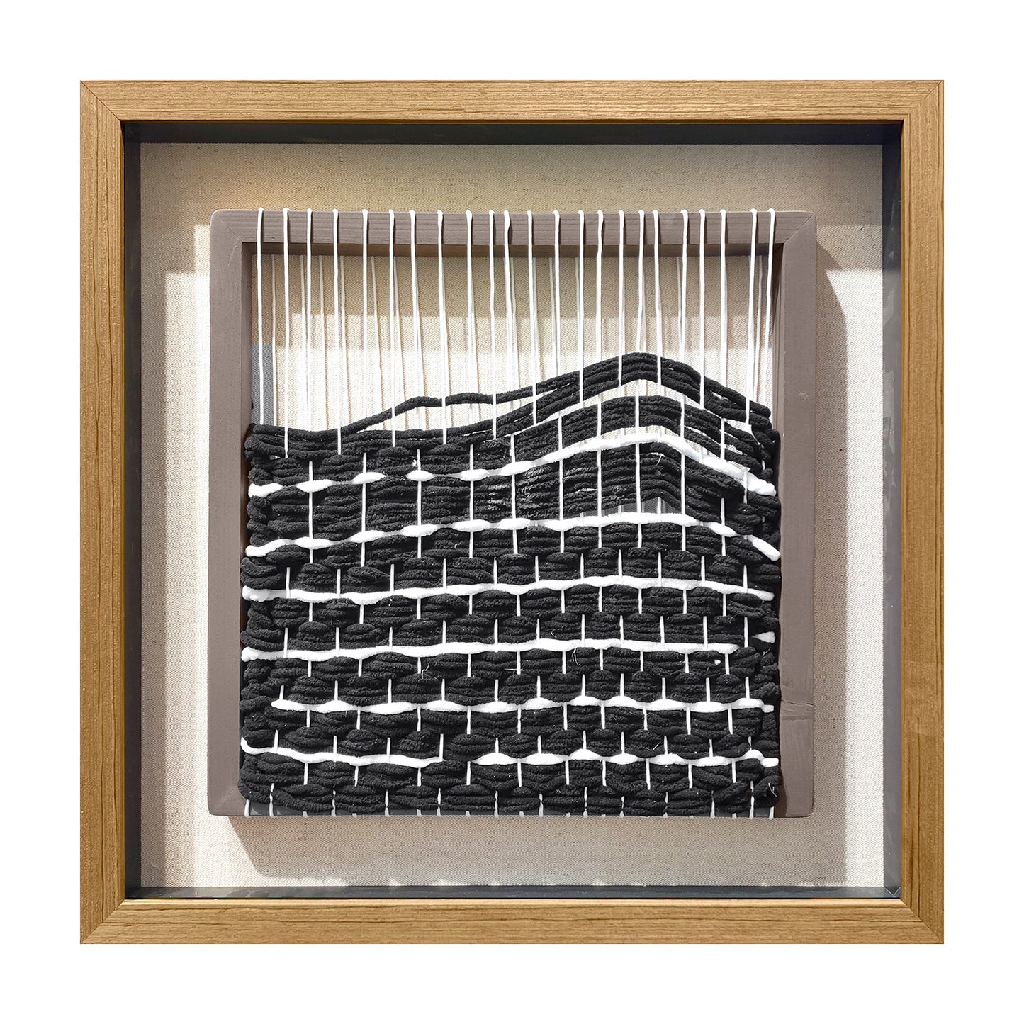 Wabi-Sabi Woven Textile Fiber Loom Shadow Box