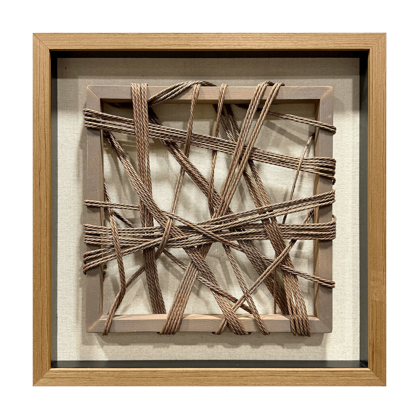 Wabi-Sabi Woven Textile Fiber Loom Shadow Box