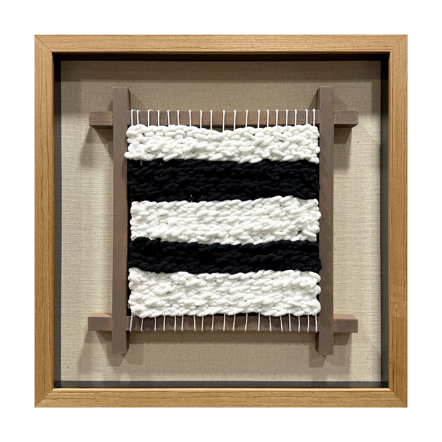 Wabi-Sabi Woven Textile Fiber Loom Shadow Box