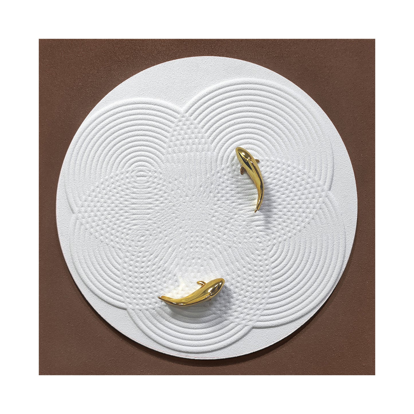 Golden Koi Ripple Round Wall Art