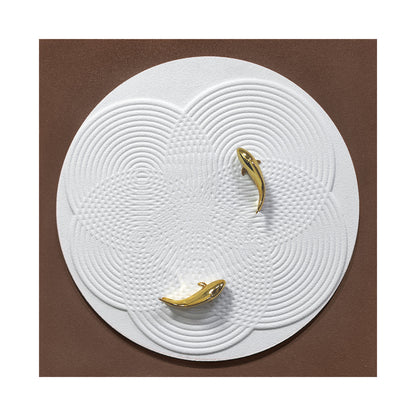 Golden Koi Ripple Round Wall Art