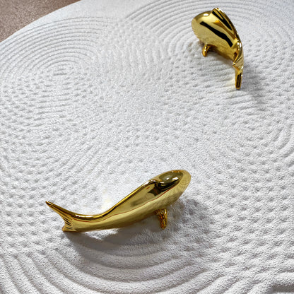 Golden Koi Ripple Round Wall Art