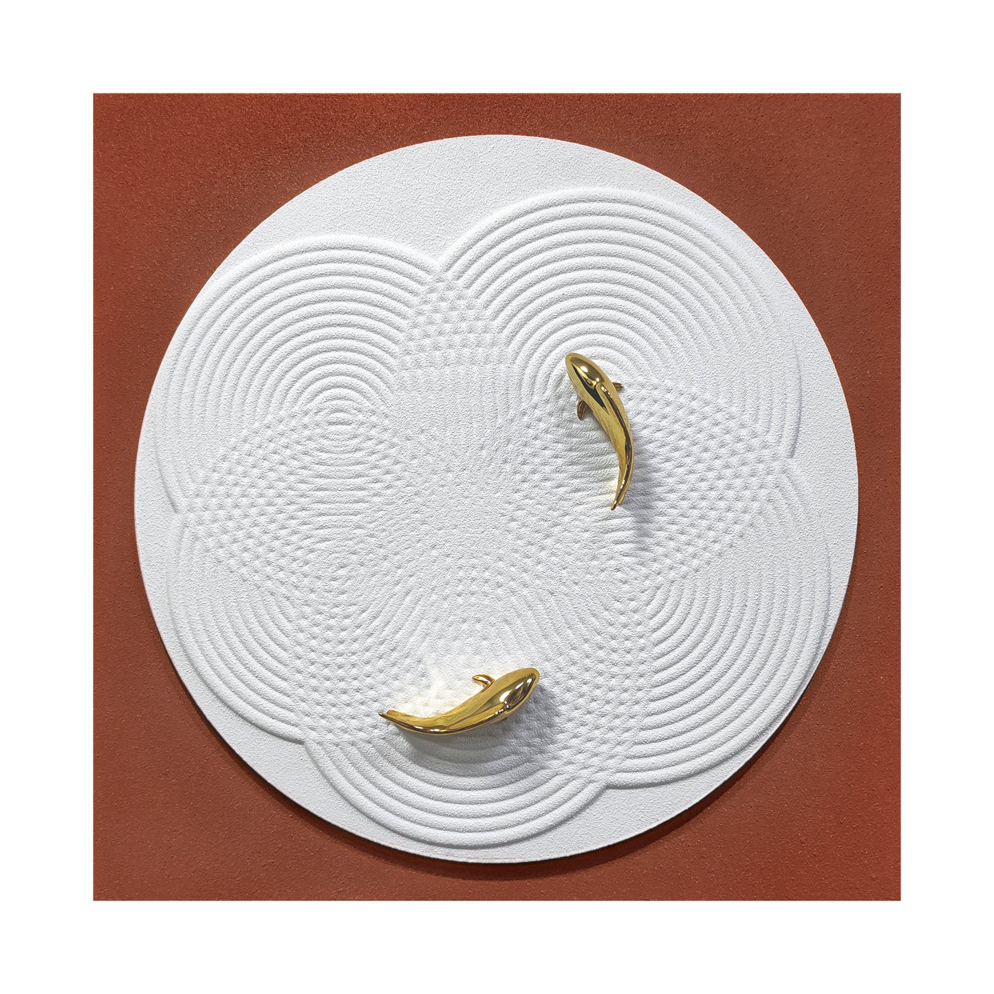 Golden Koi Ripple Round Wall Art