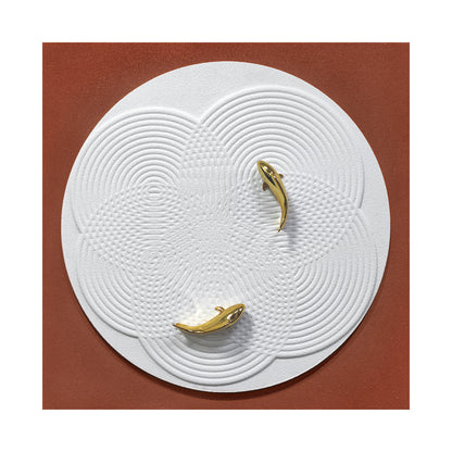 Golden Koi Ripple Round Wall Art