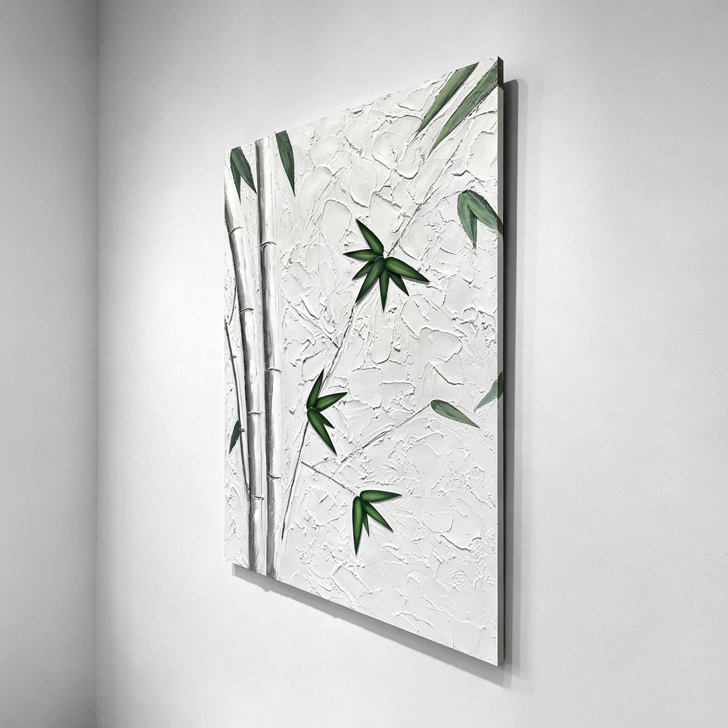Green Bamboo Diptych Textured Art