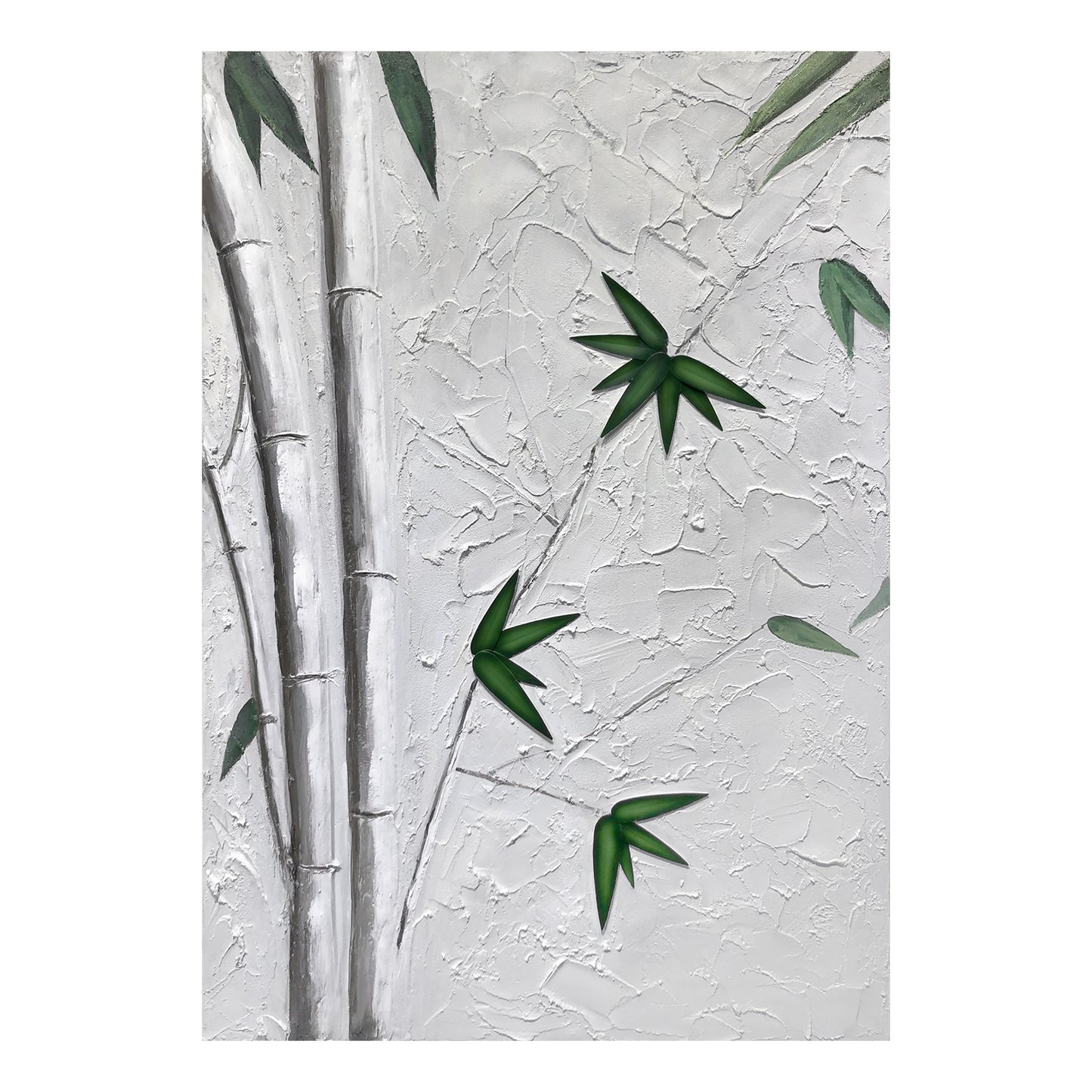 Green Bamboo Diptych Textured Art
