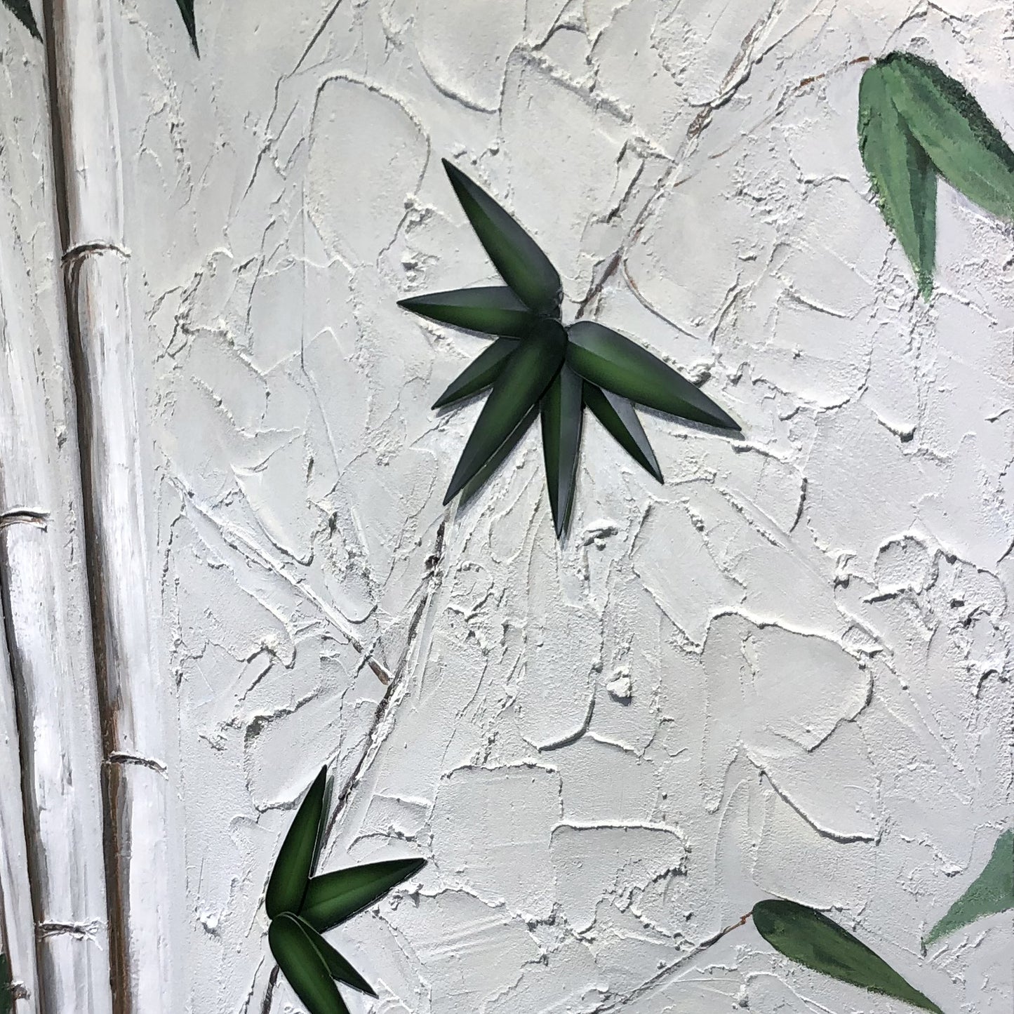 Green Bamboo Diptych Textured Art