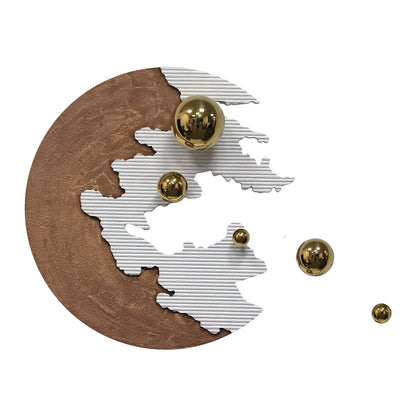 Red Crescent Gold Orb Wall Sculpture