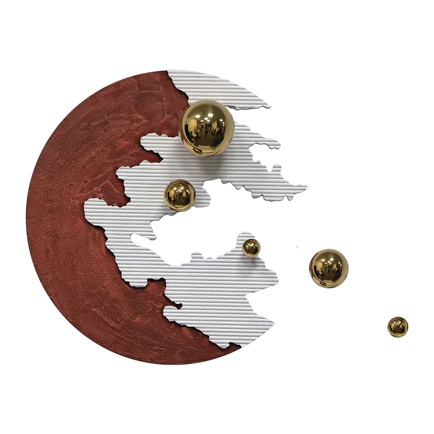Red Crescent Gold Orb Wall Sculpture