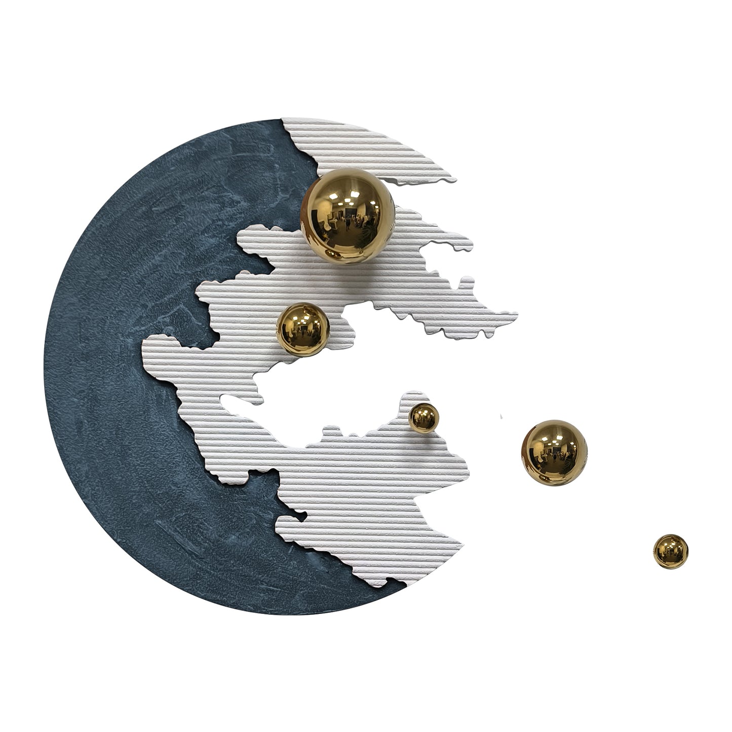 Red Crescent Gold Orb Wall Sculpture