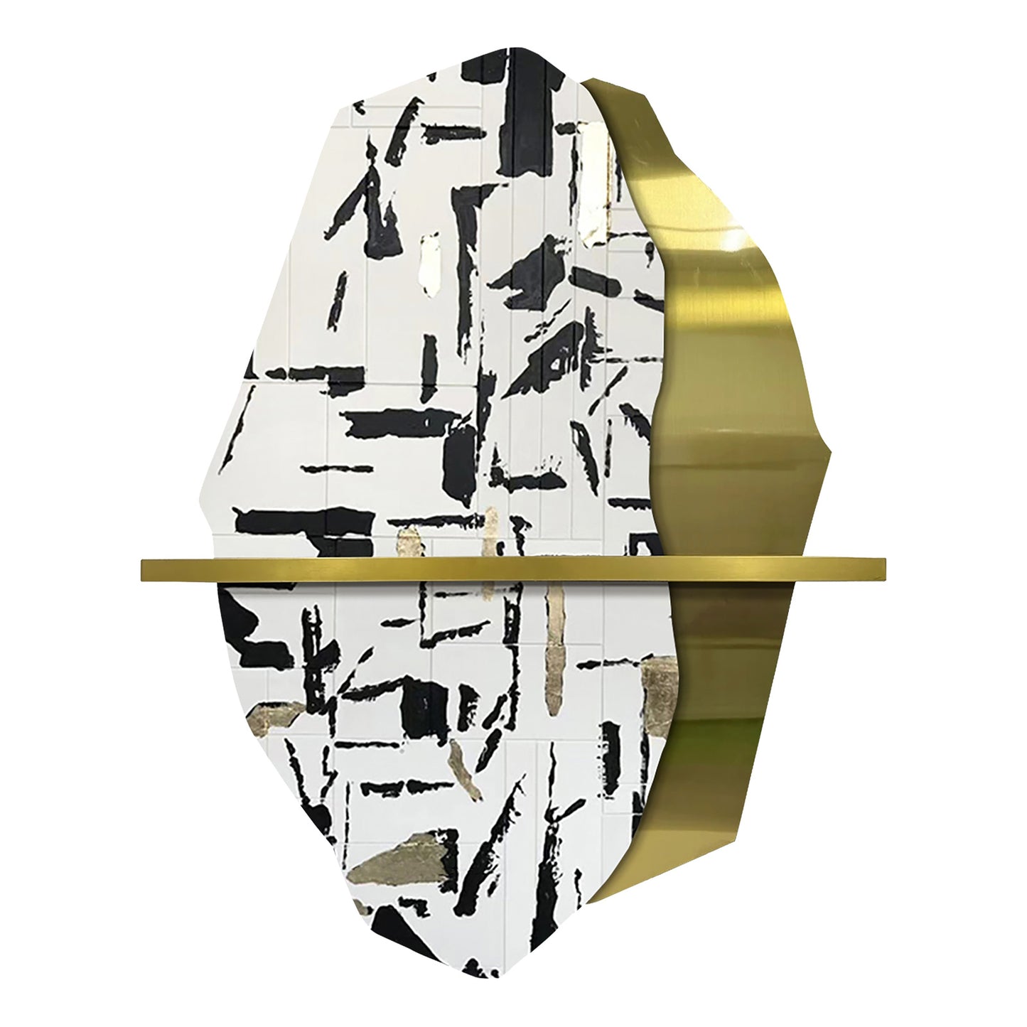 Black White Brushstroke Wall Sculpture