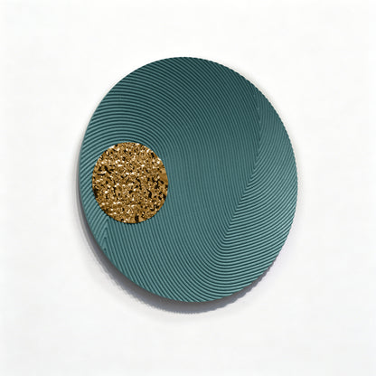 Teal Halo Gold Center Round Wall Art