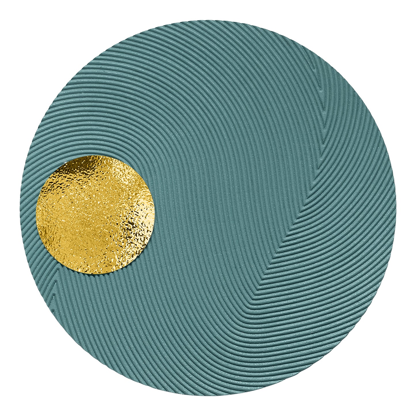 Teal Halo Gold Center Round Wall Art