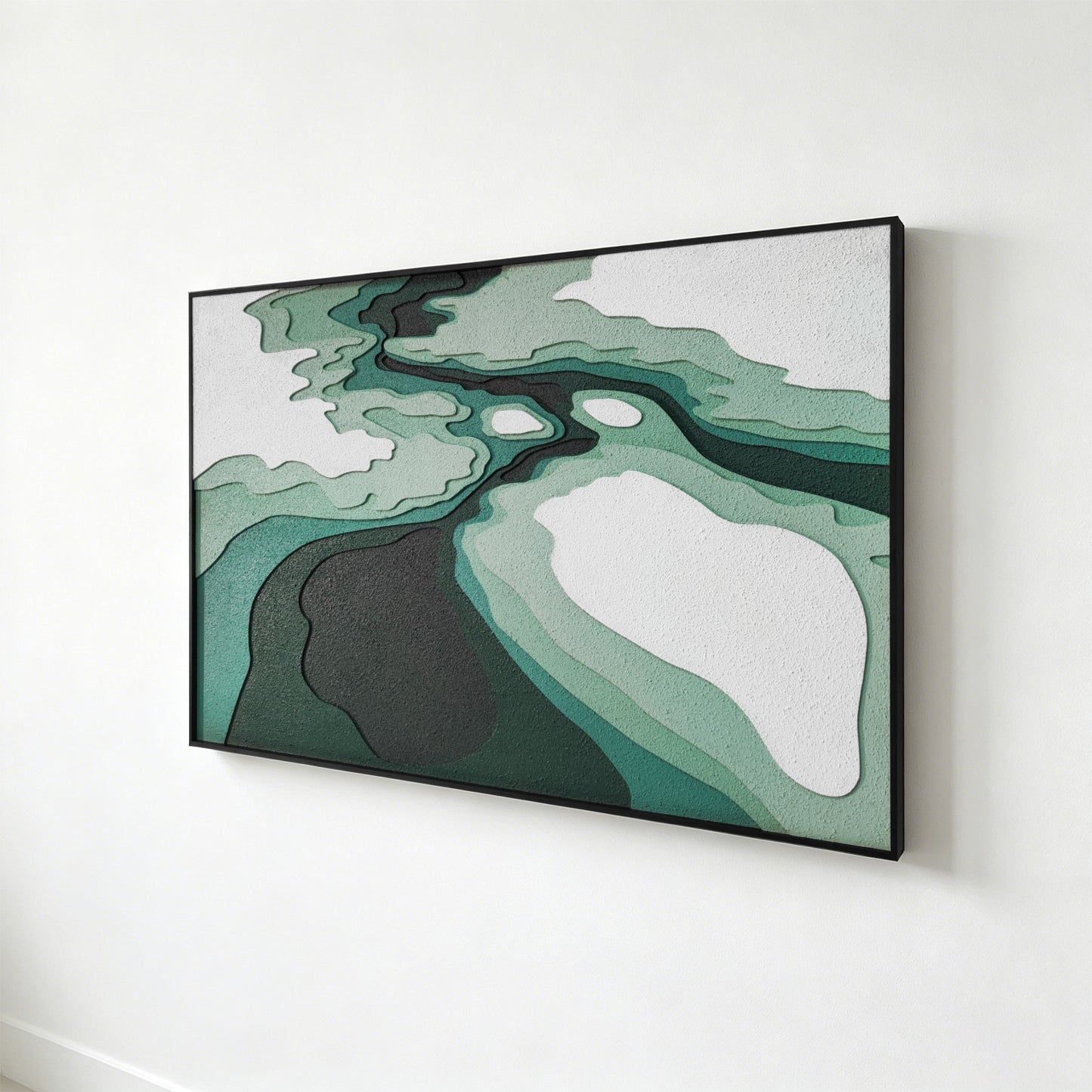 Emerald Mineral Flow Textured Wall Art