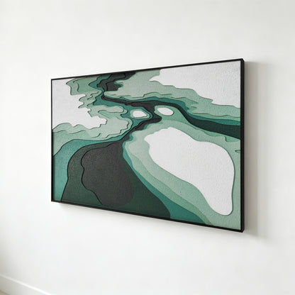 Emerald Mineral Flow Textured Wall Art