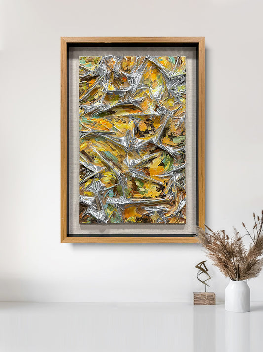 Kinetic Gradient Wood Tile Art - Glossy 3D Fluid Sculpture