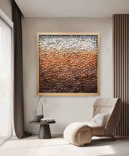 Wood Paper Flower Shadow Box - Modern 3D Wall Sculpture