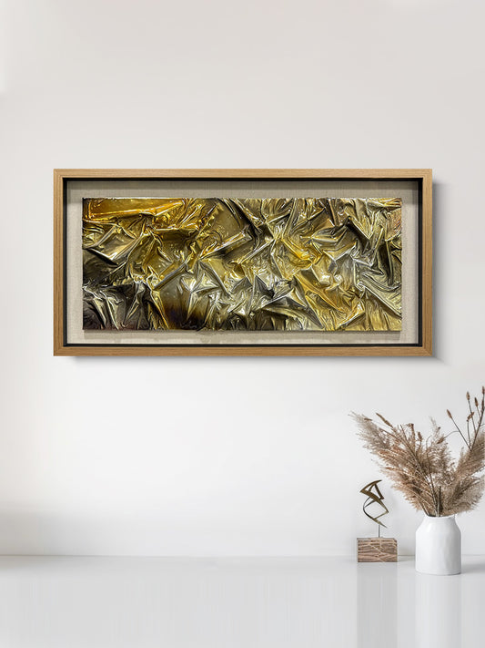 Luxury Abstract Wood Matrix Art - Framed Glossy 3D Wall Panel
