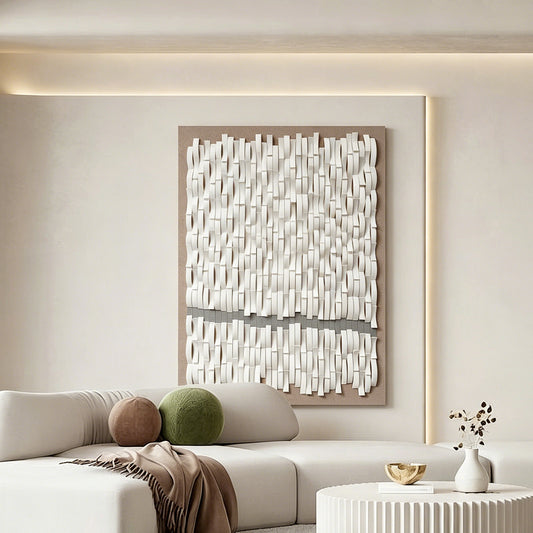 White Cascade Sculptural Wall Panel