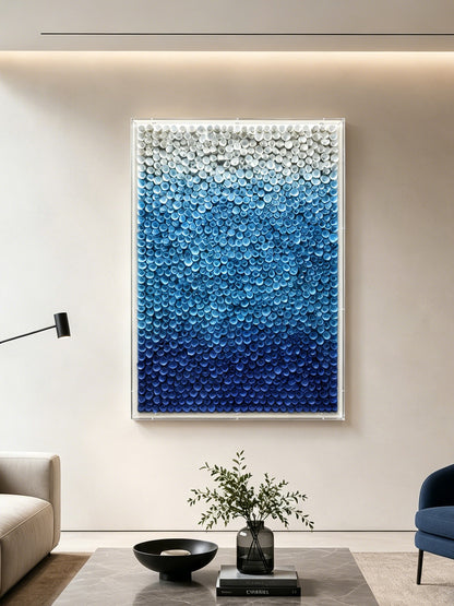 Blue Gradient Bloom Wood Flower Vertical Wall Decor