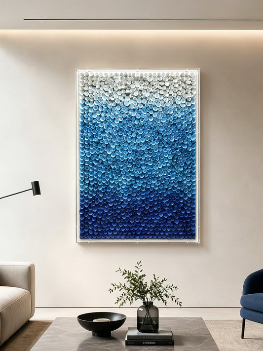 Blue Gradient Bloom Wood Flower Vertical Wall Decor
