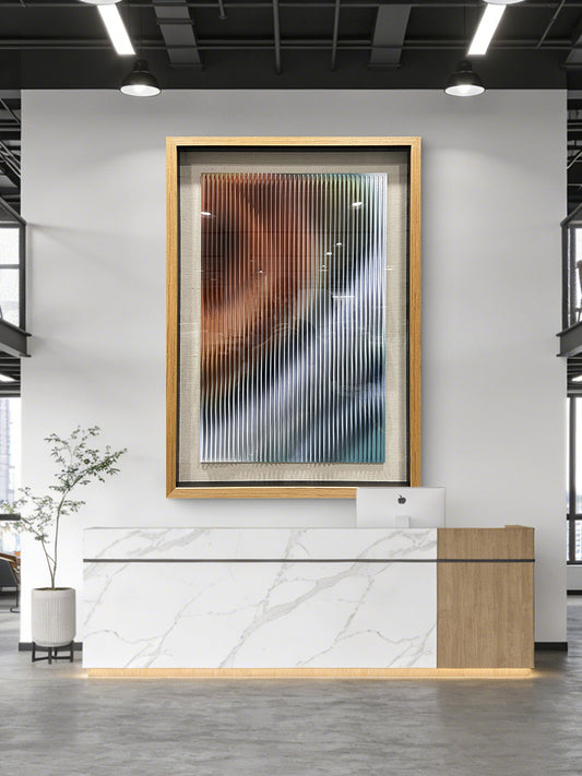 Minimalist Vertical Wave Art, Wood Carving for Luxury Villa Interiors