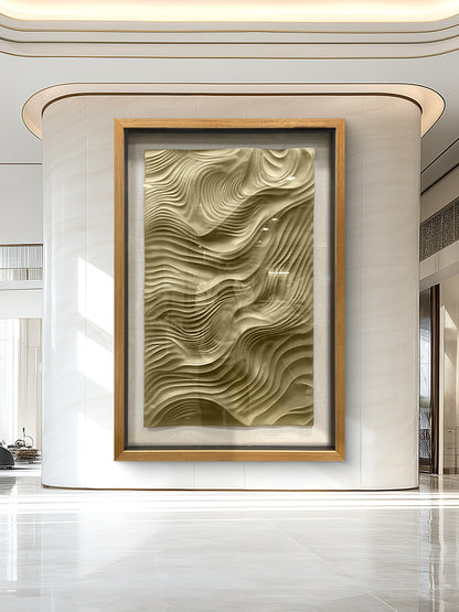 Gallery Worthy 3D Wave Art, Hand Carved Wood in Tempered Glass Frame