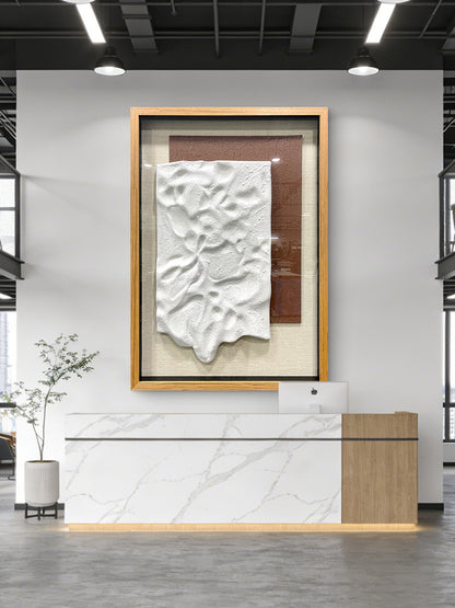 Decorative Relief Wall Panel – Wood Frame with Tempered Glass Surface