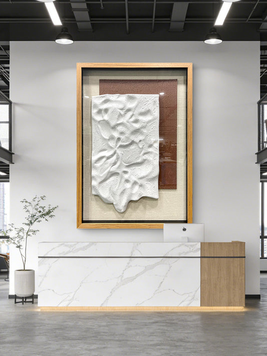 Decorative Relief Wall Panel – Wood Frame with Tempered Glass Surface