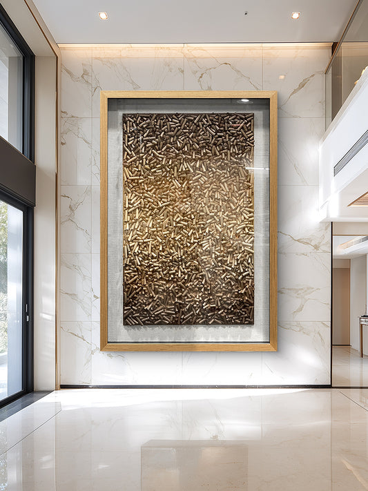 Hand Painted Foam Cylinder Wall Art, Solid Wood Frame with Tempered Glass