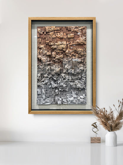 3D Foam Relief Decorative Wall Art, Brown & Gray Textured Handcrafted Wall Decor