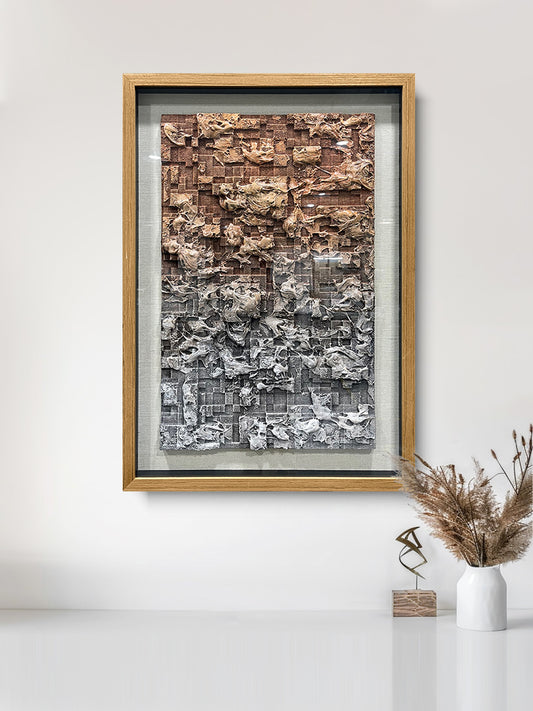 3D Foam Relief Decorative Wall Art, Brown & Gray Textured Handcrafted Wall Decor