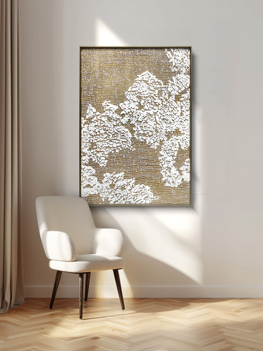 High-End Textured Grid Oil Painting - Modern Wall Art