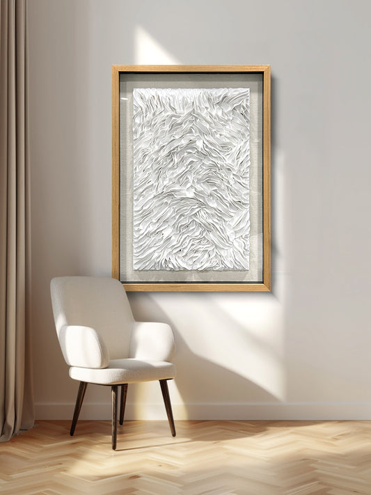 Handcrafted 3D leather wall art, featuring distinctive three-dimensional texture and sophisticated artistic detailing.