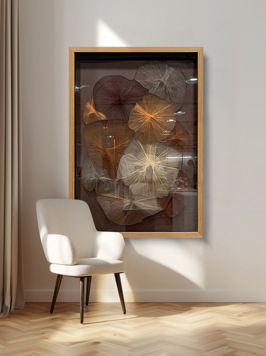 Luxury Textile Blossom Wall Panel Contemporary Thread Artwork