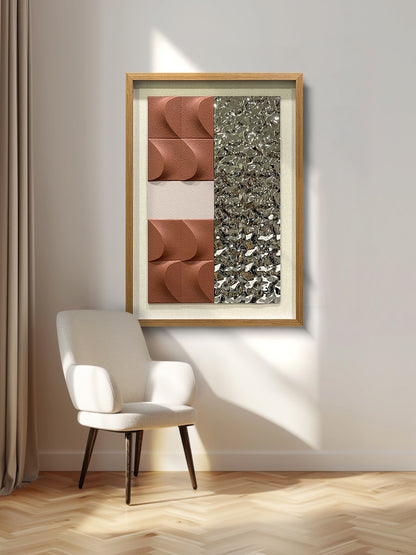 Modern 3D Abstract Wall Relief - Wood & Metal Fusion Statement Piece