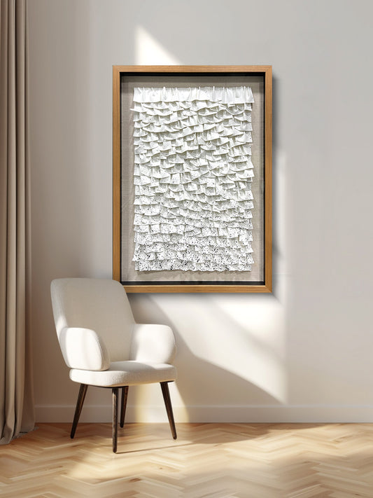 Handcrafted 3D Wall Art, Modern Minimalist Style with Integrated Leather & Solid Wood Frame